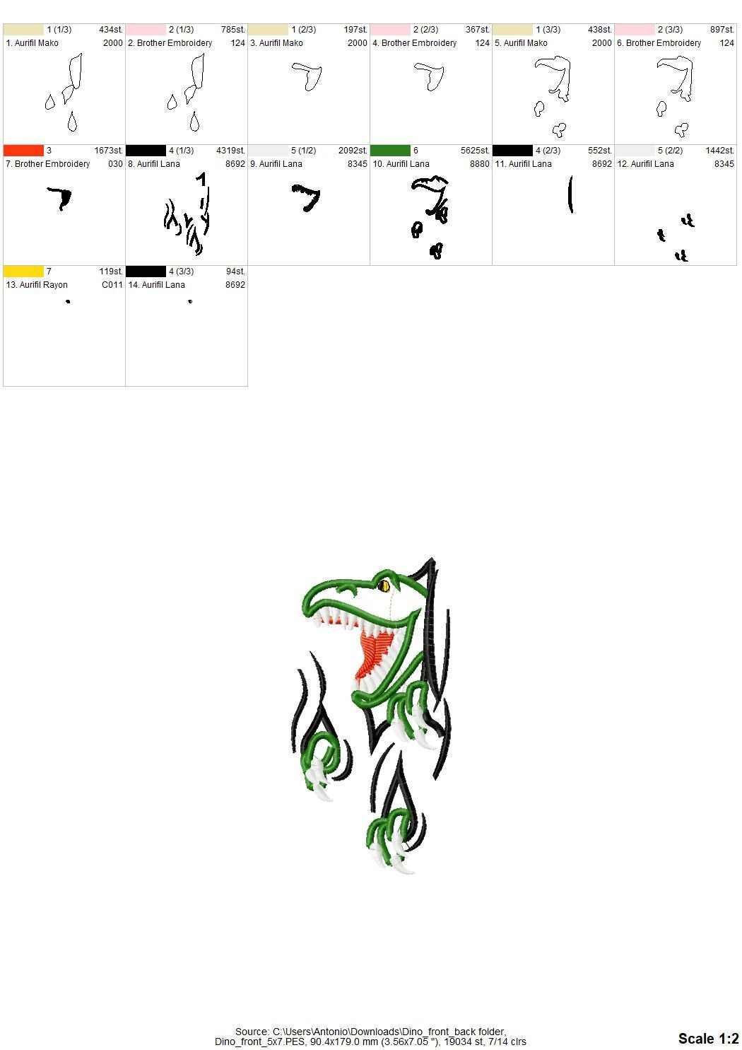 Front and Back T-Rex Applique