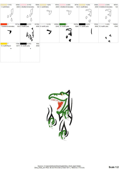 Front and Back T-Rex Applique