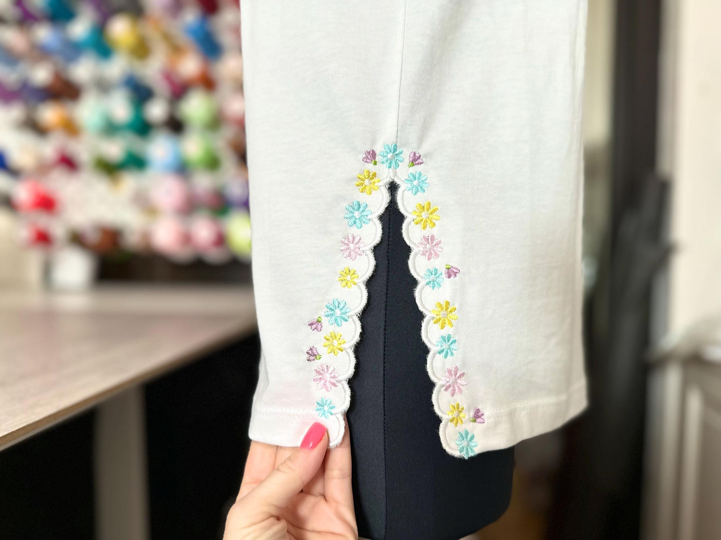 Spring Floral Scalloped Split Side Seam