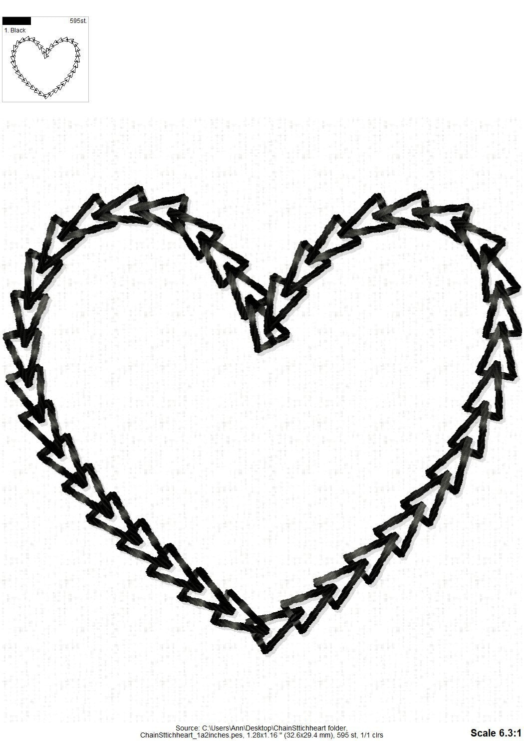 Quick Light Chain Stitch Heart