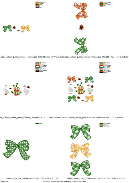 Thanksgiving Fall Pumpkin Goose SET of 5 designs Bows in a row Bow