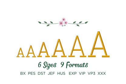 Satin Stitch Spring Flower Font Set