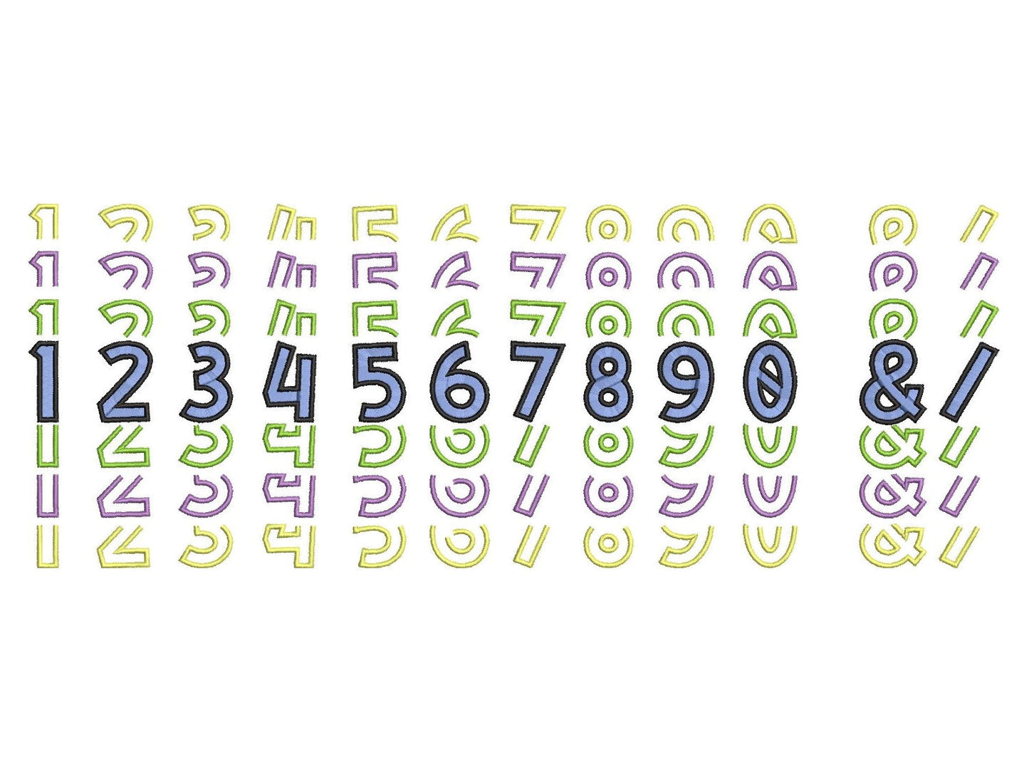 Satin Stitch and Outline Stacked Font