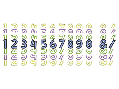 Satin Stitch and Outline Stacked Font