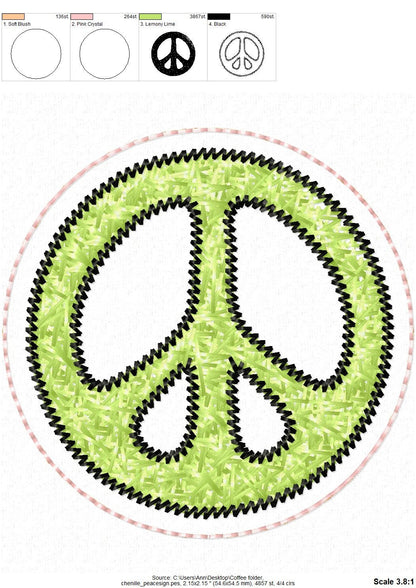 Peace Sign Faux Patch glitter HTV