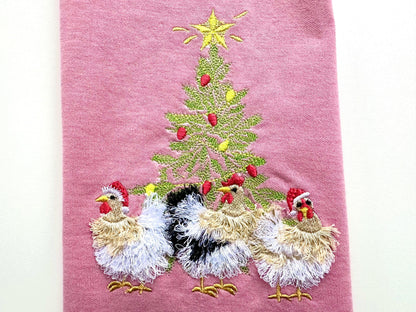 Chicken Christmas Party machine embroidery designs Fringed Fluffy