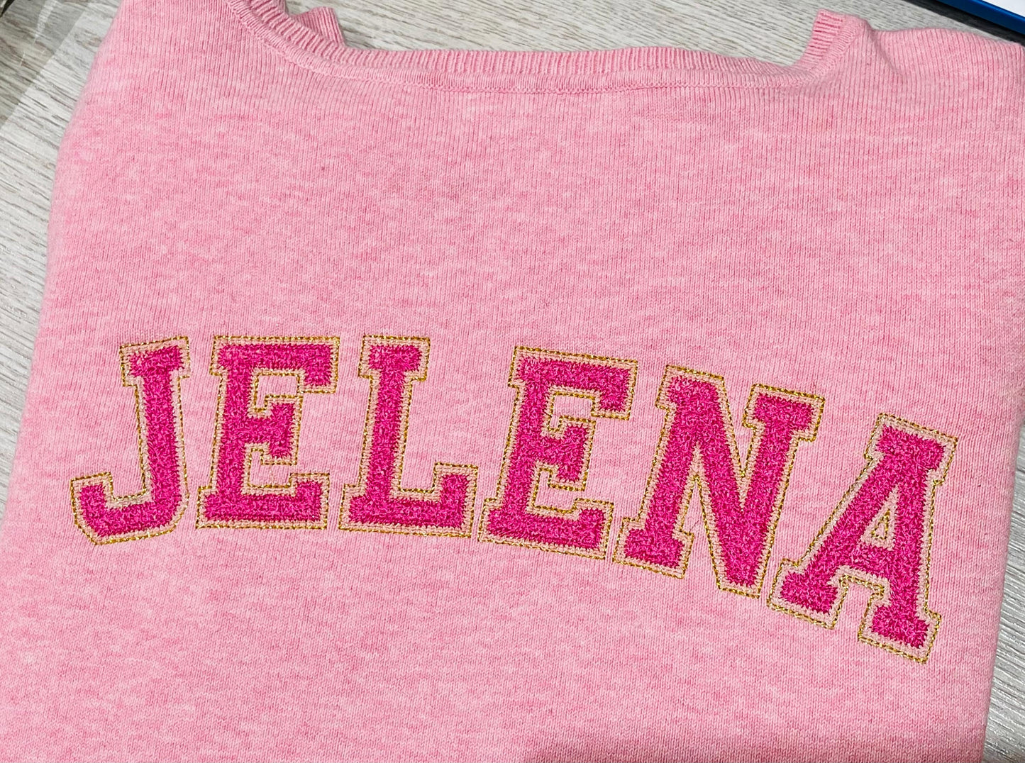 Faux Chenille Glitter HTV Athletic Font