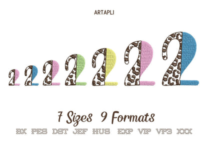 Split Font SET of 2 Crocodile and Leopard print fill stitch Duo font 2