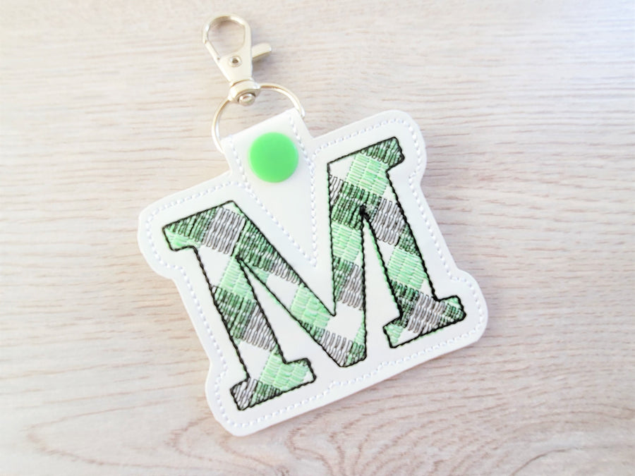 Gingham Plaid Monogram Keychain