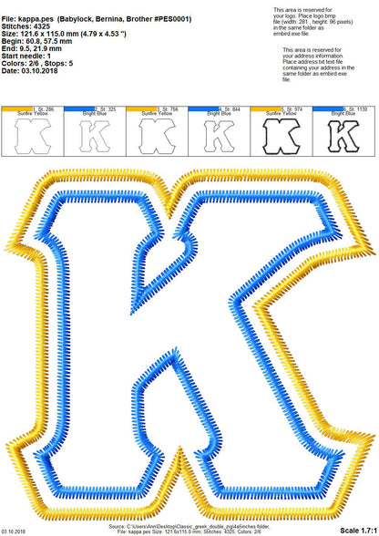Classic Sororities Greek Font Zig Zag Applique