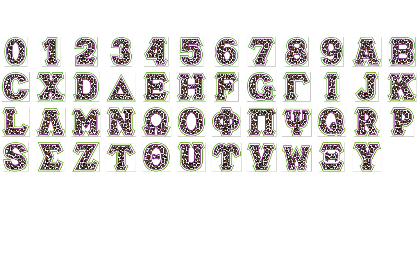 Leopard Spots Filled Sororities Greek Font