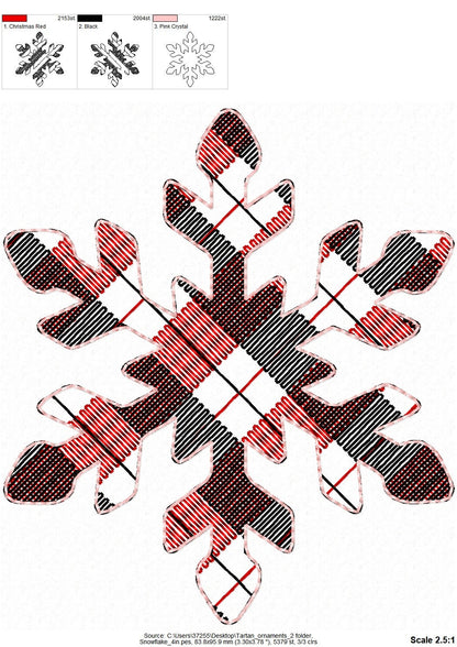 Gingham Plaid Christmas Tree Ornaments ITH