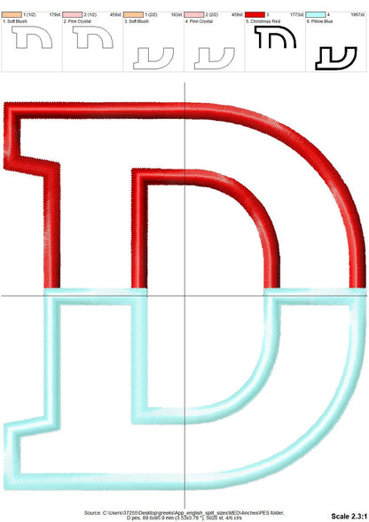 2-Color Block Split Font Applique