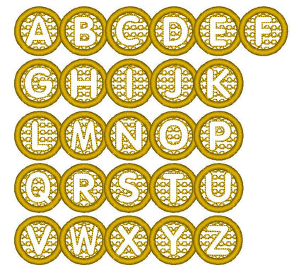 Rapper, rounded monogram on chain circle ALPHABET baby machine
