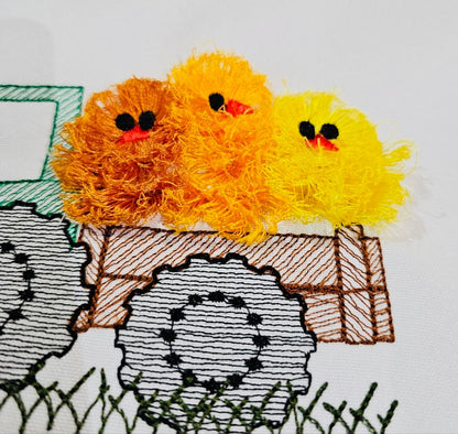 Easter Tractor with Fringed Chick