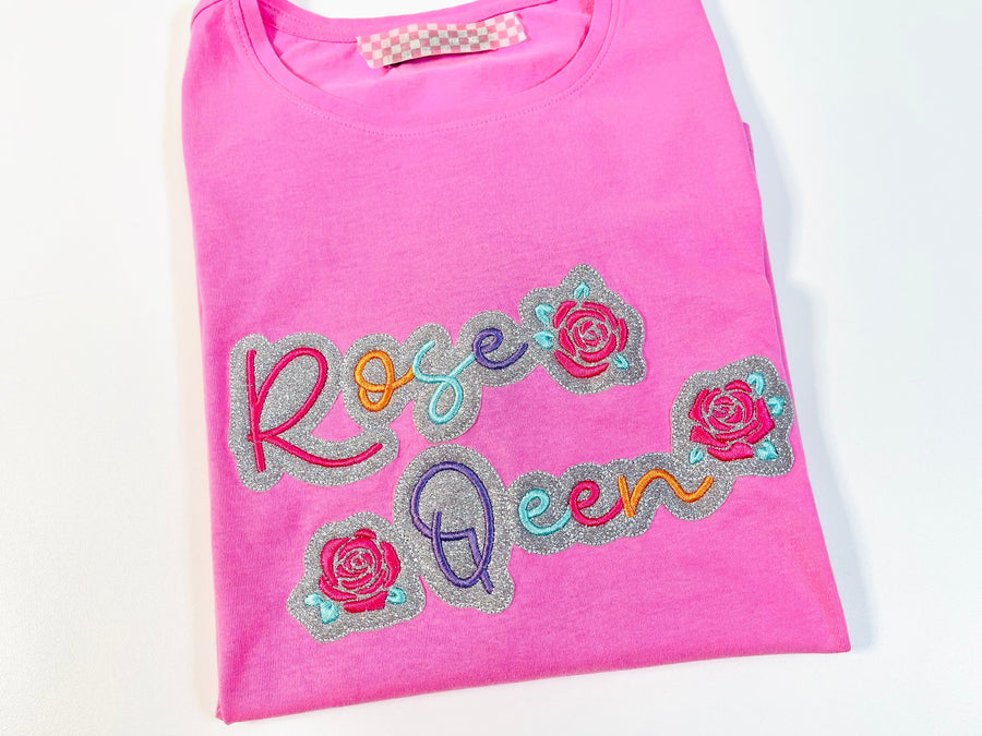 Glitter vinyl HTV applique mini handwritten satin stitch Rose FONT