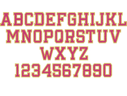 Faux Chenille Glitter HTV Athletic Font