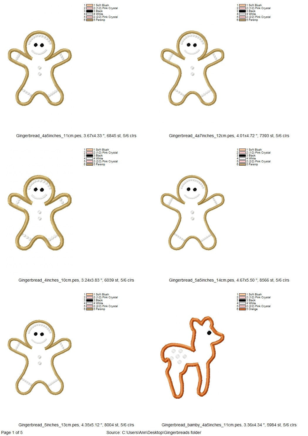 Christmas Gingerbread Man Cookie Set ITH