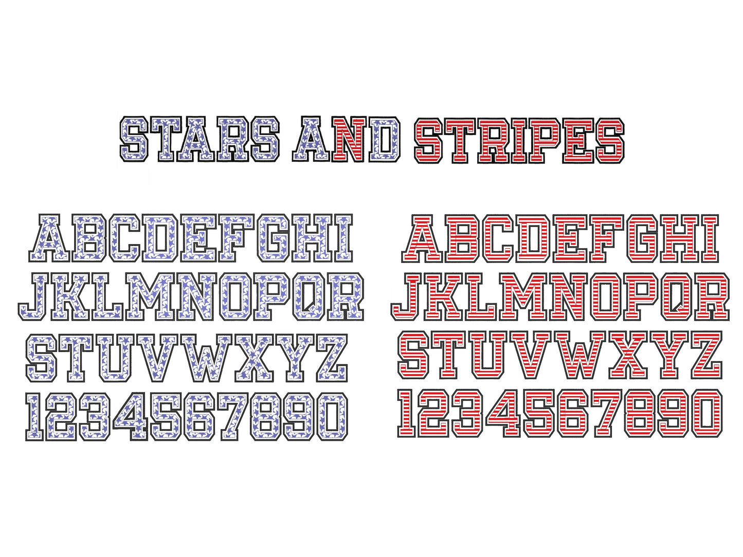 Patriotic Star Patterned Block Font