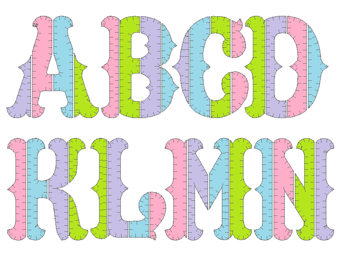 Patchwork Rag Edges Applique Font
