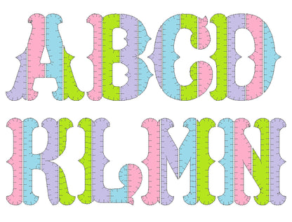 Patchwork Rag Edges Applique Font