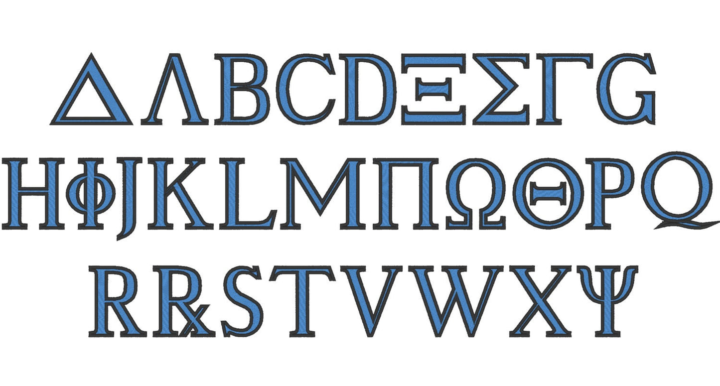 Fraternities Sororities Fill Stitch Greek Font