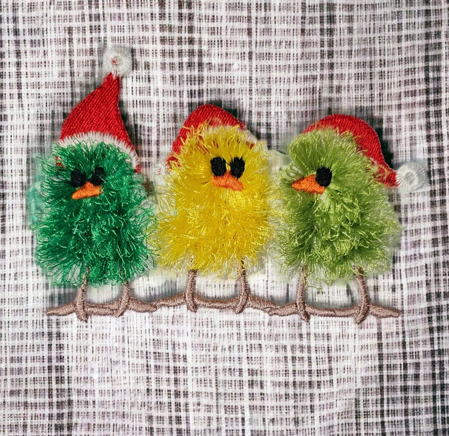 Fringed Christmas Chick Trio
