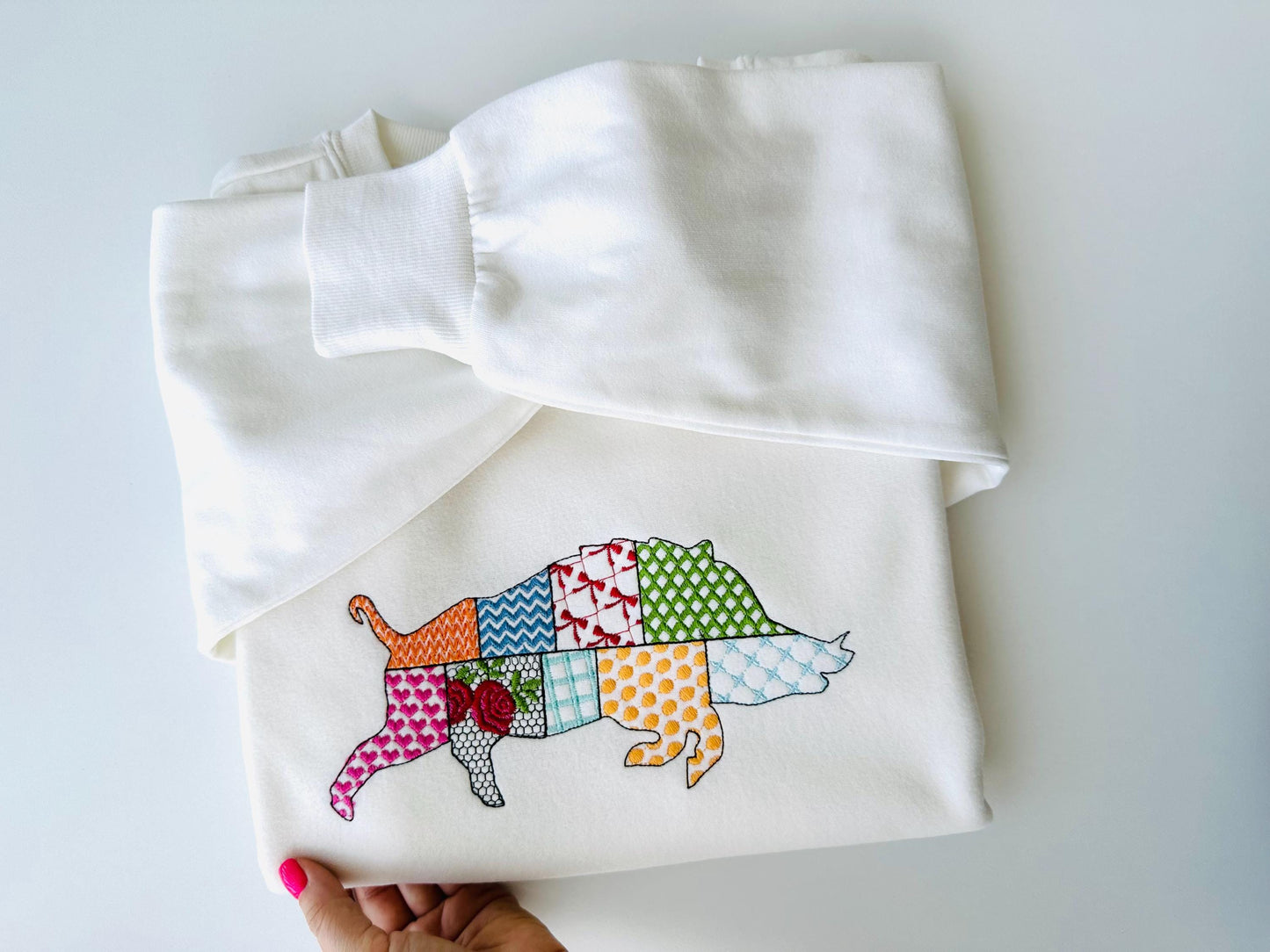 Patchwork Razorback patterned Wild Pig Boar Hog silhouette machine