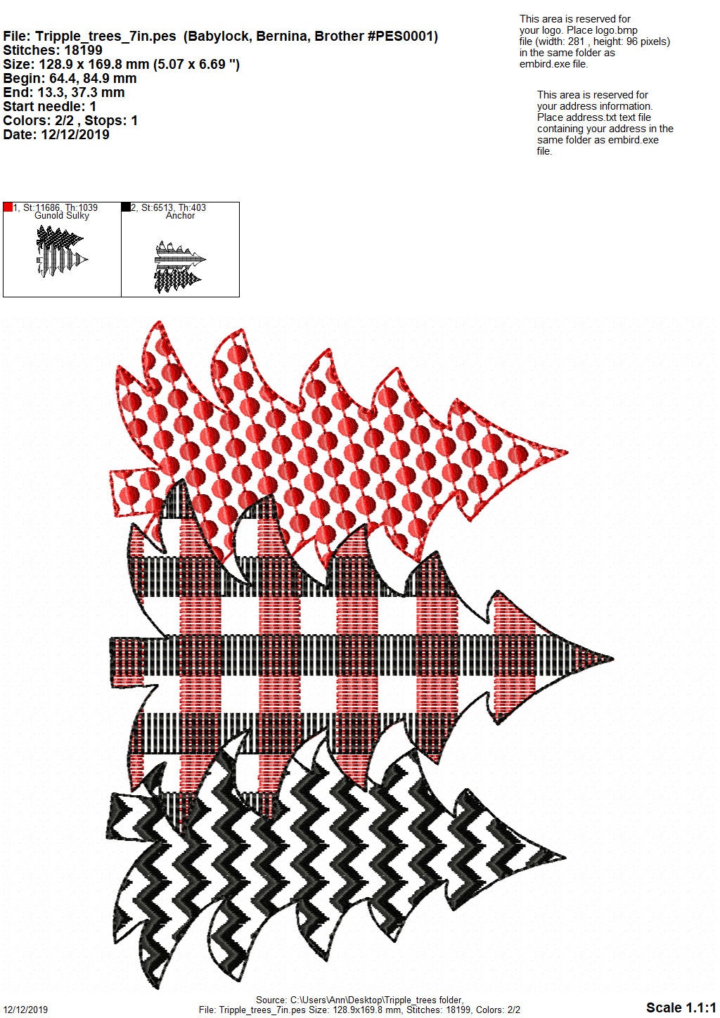 Plaid Polka Dot Chevron Woodland Tree Trio