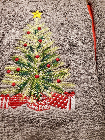 Vintage Old Fashioned Christmas Tree with Lights and Gifts