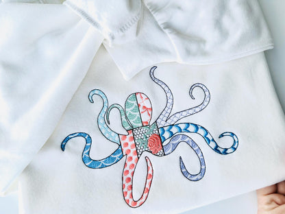 Patchwork Octopus patterned sea life ocean fish animal Tentacles
