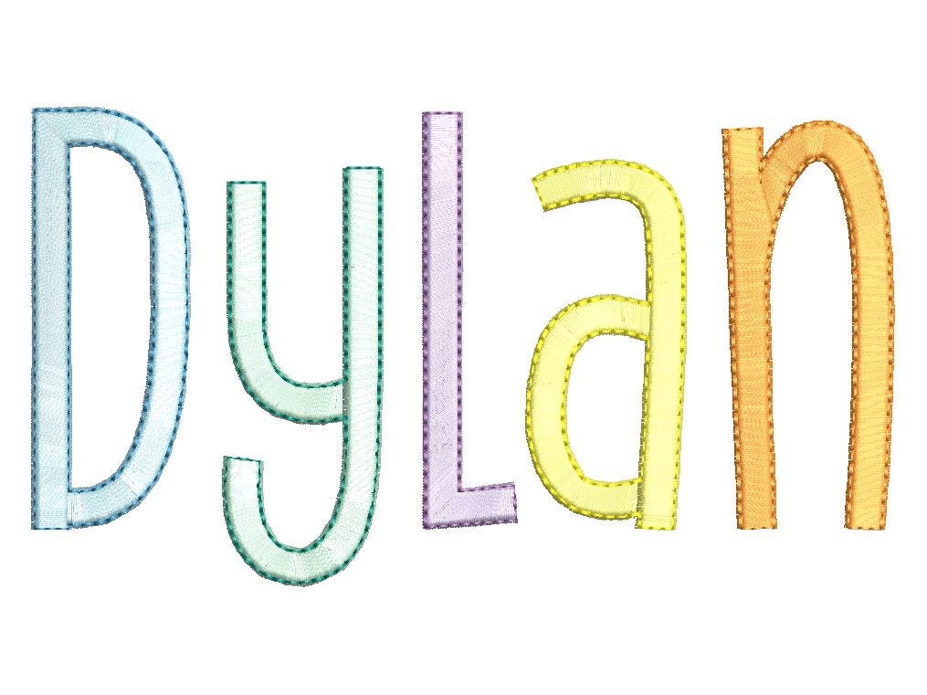 Satin Stitch And Outline Thin Tall Font