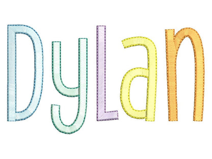 Satin Stitch And Outline Thin Tall Font