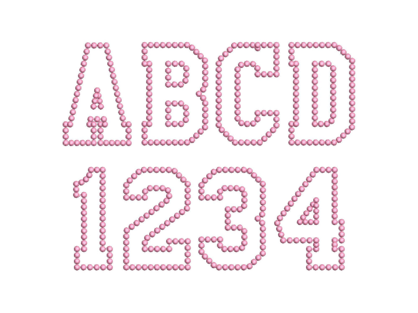 Pearl Stitch Outline Athletic Font Applique