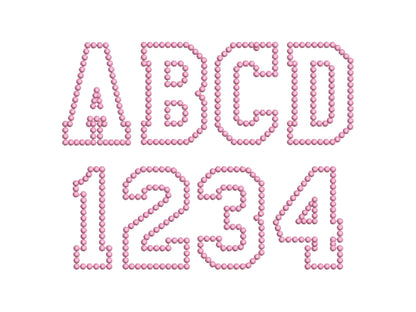 Pearl Stitch Outline Athletic Font Applique