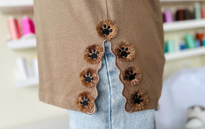 Small Fringed Paw Split Side Seam