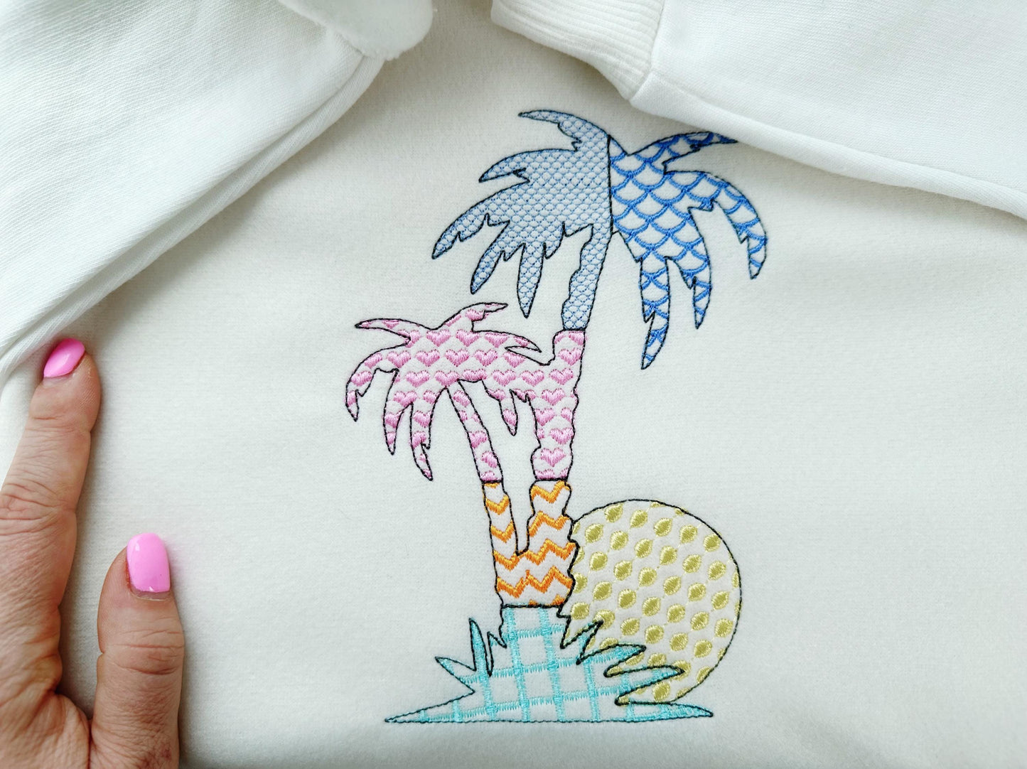 Patchwork Palm Tree silhouette outline patterned Palm summer beach