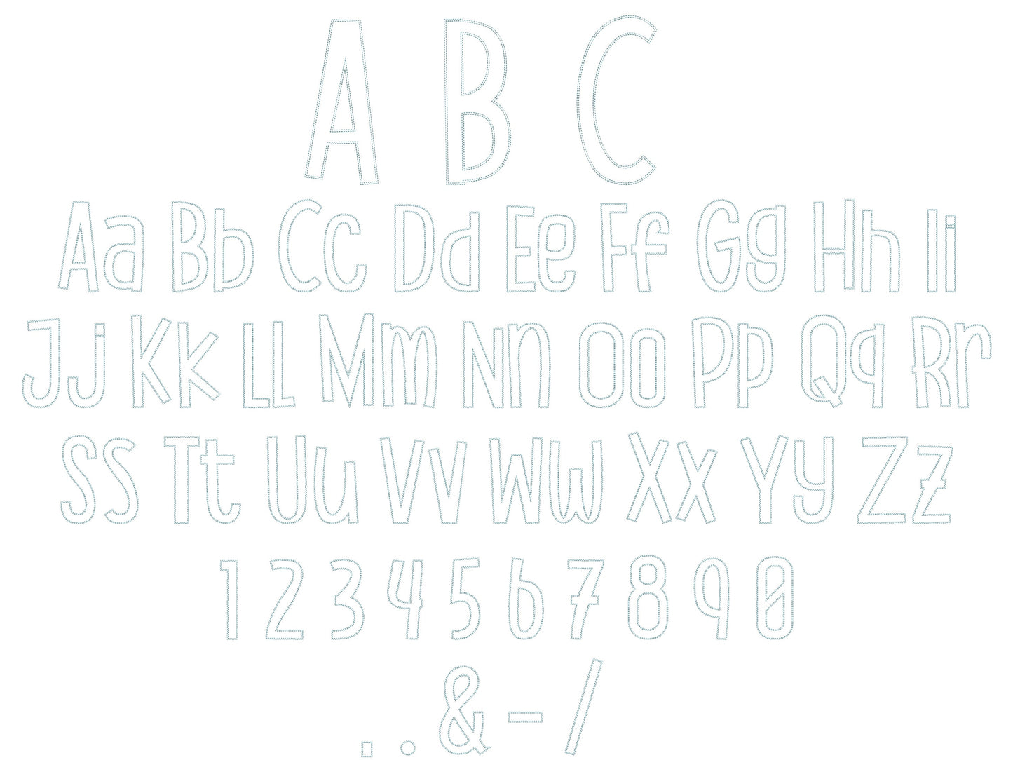 Funny Kids Thin Font Raggedy Applique