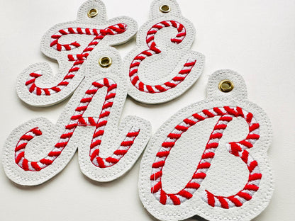 Candy Cane Monogram Keychain
