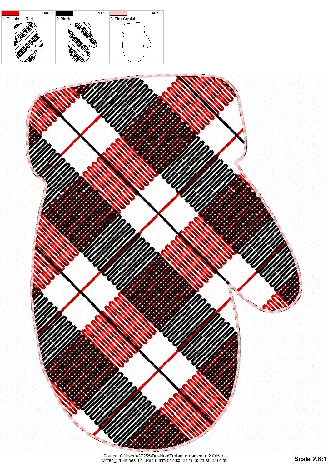 Gingham Plaid Christmas Tree Ornaments ITH