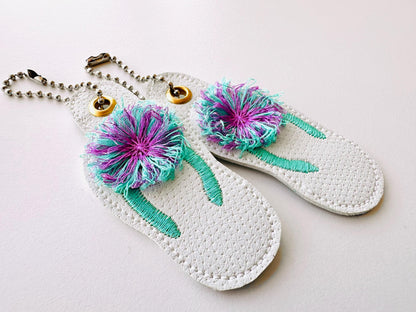 Fringed Summer Flip Flops Keychain