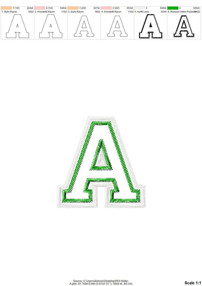 Large 2-Layers Applique Zig Zag Outline Greek Font