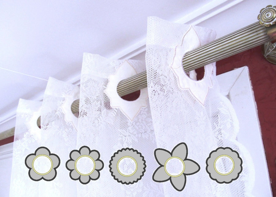 Floral Curtain Holes ITH