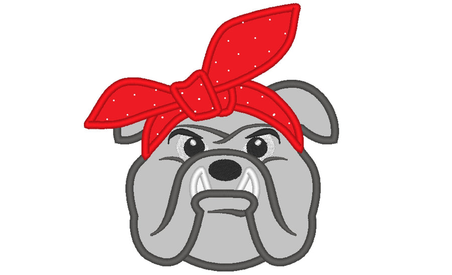Bulldog Face with Bandanna Applique