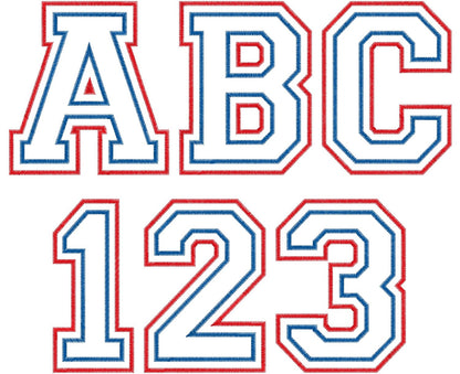 Zig Zag Outline Double Applique Athletic Font