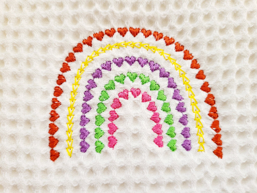 Primitive Quick Stitch Heart Rainbow