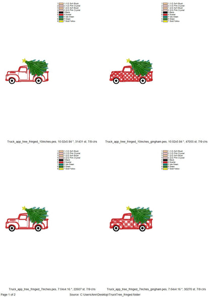 Christmas Gingham Plaid Red Truck