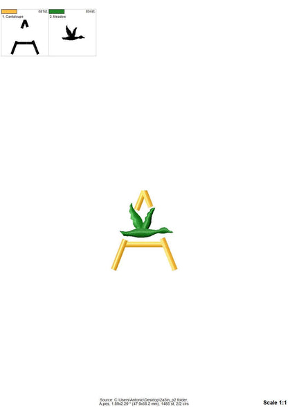 Satin stitch Mallard Font block type alphabet monogram machine