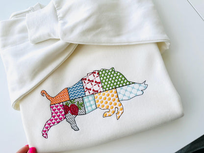 Patchwork Razorback patterned Wild Pig Boar Hog silhouette machine