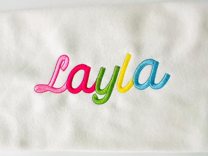 Satin stitch FONT with bean outline cursive script handwritten Font